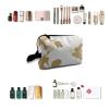 TropicalLife NIXUX Cosmetic Bag for Women Japanese Retro Floral Pattern Make up Bag Travel Waterproof Toiletry Bag Zipper Portable Small Pencil Brushes Bag with Handle Strap view 4