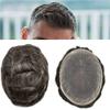 Transparent French Lace Mens Toupee Hairpieces Human Hair Replacement Bleached Knots Swiss lace Wigs for Men Full Lace Hair System (8"X10", #1B30 Off Black+30% Gray-100% Light to Med-Light) view 1