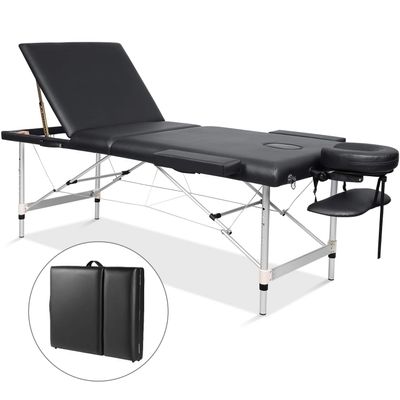 Massage Table Portable Massage Bed Aluminum 3 Section 9 Height Adjustment with Headrest, Armrests, and Hand Pallet, 496lbs Capacity