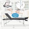 Massage Table Portable Massage Bed Aluminum 3 Section 9 Height Adjustment with Headrest, Armrests, and Hand Pallet, 496lbs Capacity view 3