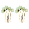 2PCS Jade Hair Pins Chinese Flower Hair Sticks Retro Chignon Hair for Women Girls view 1