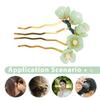 2PCS Jade Hair Pins Chinese Flower Hair Sticks Retro Chignon Hair for Women Girls view 3