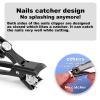 Fingernail Clippers with Catcher for Thick Nails No Splashing Toe Nail Cutter, No Splashing and Heavy Duty Luxury Nail Cutter Black view 2