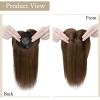 MY-LADY Top Hairpiece for Women with Bangs - Natural Mono Base Topper, 100% Real Human Hair Clip-in, Straight Middle Part, 16 Inch #4 Medium Brown view 2