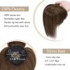 MY-LADY Top Hairpiece for Women with Bangs - Natural Mono Base Topper, 100% Real Human Hair Clip-in, Straight Middle Part, 16 Inch #4 Medium Brown view 4
