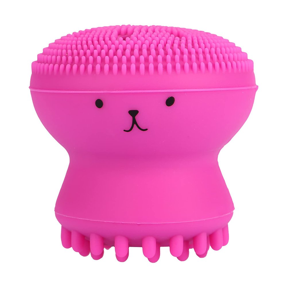 Tiiyee Silicone Facial Cleansing Brush, Jellyfish Exfoliating Brush Face Exfoliator Scrubber Handheld Massaging Cute Small Octopus Shape Cleanser Skin Massage Baby Shampoo for Men Women
