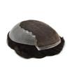 Mens Toupee Hairpieces French Lace Front Human Hair Replacement System Thin Skin PU Swiss Lace Toupee Gray Black Brown Ash Blonde Men Hair Piece Natural Hairline Wigs for Men SINGA HAIR (8''x10'' 100%Light Density, 1B50# Natural Black With 50% Gray) view 2