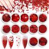 12 Colors Box/Set - Hot Red Valentine's Day Series Glitter - Festival Rave Beauty Makeup Face Body Nail Art Tumbler Holiday Decoration VA-LB300 view 1