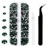 3792 Pcs Green Crystal Flatback Rhinestones Set for Nail, Art, Crafts, Makeup, Tumblers Glitter Round with Tweezers and Picking Pen(SS6~SS20) view 1