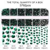 3792 Pcs Green Crystal Flatback Rhinestones Set for Nail, Art, Crafts, Makeup, Tumblers Glitter Round with Tweezers and Picking Pen(SS6~SS20) view 4