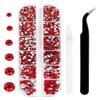 3792 Pcs Ruby Red Crystal Flatback Rhinestones Set for Nail, Art, Crafts, Makeup, Tumblers Glitter Round with Tweezers and Picking Pen(SS6~SS20) view 1
