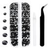 3792 Pcs Black Crystal Flatback Rhinestones Set for Nail, Art, Crafts, Makeup, Tumblers Glitter Round with Tweezers and Picking Pen(SS6~SS20) view 1