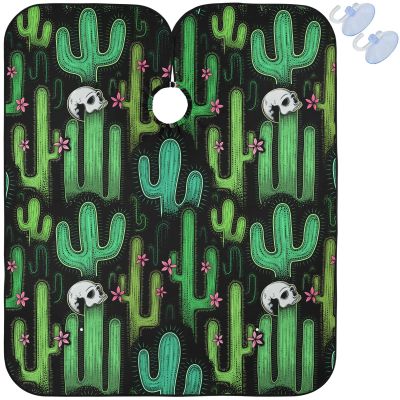 visesunny Barber Cape Green Western Cactus Seamless Pattern Polyester Hair Cutting Salon Cape Apron Anti-Static Haircut Water-Resistant Shaving Cloth Beard Shaving Bib Hairdressing Cape
