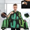 visesunny Barber Cape Green Western Cactus Seamless Pattern Polyester Hair Cutting Salon Cape Apron Anti-Static Haircut Water-Resistant Shaving Cloth Beard Shaving Bib Hairdressing Cape view 3