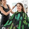visesunny Barber Cape Green Western Cactus Seamless Pattern Polyester Hair Cutting Salon Cape Apron Anti-Static Haircut Water-Resistant Shaving Cloth Beard Shaving Bib Hairdressing Cape view 4