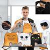 visesunny Barber Cape Gray White Cat Animal Polyester Hair Cutting Salon Cape Apron Anti-Static Haircut Water-Resistant Shaving Cloth Beard Shaving Bib Hairdressing Cape view 3