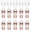 allydrew 10 Pack Chapstick Holder Keychain, Keyring for Lip Balm Lip Gloss Lipstick with 10 Pieces Metal Keyring Clasps, Baseball/Softball view 1