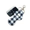 allydrew 10 Pack Chapstick Holder Keychain, Keyring for Lip Balm Lip Gloss Lipstick with 10 Pieces Metal Keyring Clasps, Blue & White Plaid view 3