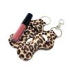 allydrew 10 Pack Chapstick Holder Keychain, Keyring for Lip Balm Lip Gloss Lipstick with 10 Pieces Metal Keyring Clasps, Leopard view 2