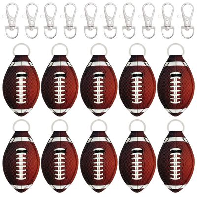 allydrew 10 Pack Chapstick Holder Keychain, Keyring for Lip Balm Lip Gloss Lipstick with 10 Pieces Metal Keyring Clasps, Football