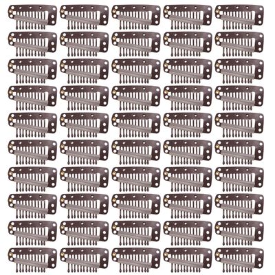 50 Pcs Hair Extension Clips 36mm 10-teeth Wig Clips for Hair Extensions & Hairpieces (Dark Brown)