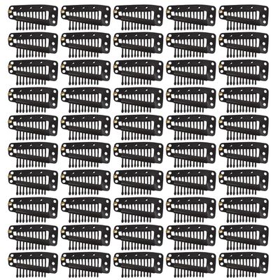 50 Pcs Hair Extension Clips 36mm 10-teeth Wig Clips for Hair Extensions & Hairpieces (Black)