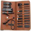 Dongng 16pcs/Set Nail Cutter Set Nail Clipper Folding Bag Stainless Steel Cutter Tool Finger Manicure Tools Manicure Nail Clippers Safe and Sharp (Color : Brown) view 1