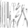 Dongng 12Pcs/Set Professional Pedicure Tools Ingrown Toenail Tools Kit Nail Care Ingrown Toenail Removal Correction Clippers Foot Care Safe and Portable view 1