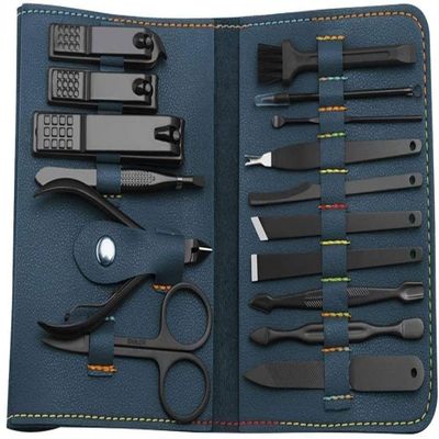 Dongng 16pcs/Set Nail Cutter Set Nail Clipper Folding Bag Stainless Steel Cutter Tool Finger Manicure Tools Manicure Nail Clippers Safe and Sharp (Color : Blue)