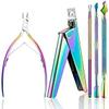 Dongng 5pcs Nail Cuticle Pusher Tweezer Rainbow Nipper Clipper Edge Cutter Dead Skin Remover Scissor Plier Pedicure Nail Tools Ideal Gift view 1