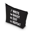 BDPWSS Write Shoot Edit Repeat Filmmaker Film Director Gift Funny Filmmaking Gift For Movie Buff Script Writer Makeup Bag For Women (Write shoot edit bl) view 1