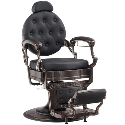 BarberPub Heavy Duty Metal Vintage Barber Chair All Purpose Hydraulic Recline Salon Beauty Spa Chair Styling Equipment 2933 (Black with Brown Frame)