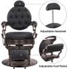 BarberPub Heavy Duty Metal Vintage Barber Chair All Purpose Hydraulic Recline Salon Beauty Spa Chair Styling Equipment 2933 (Black with Brown Frame) view 4