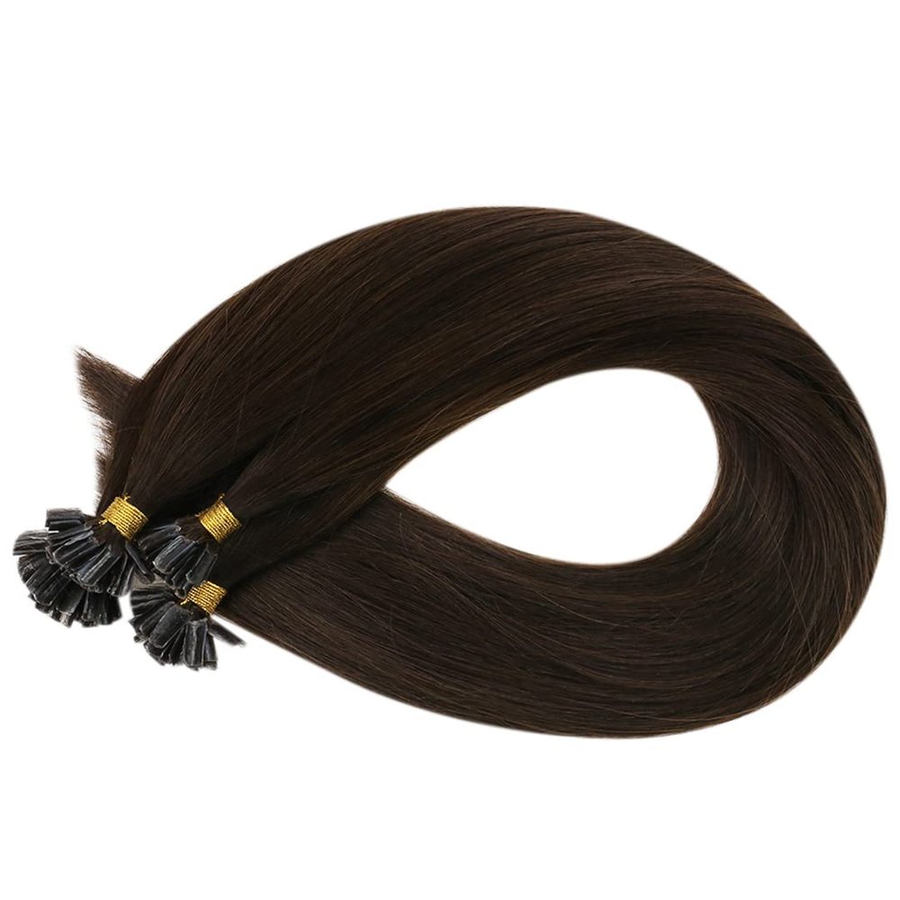 Nail U Tip Hair Extensions 100% Human Hair Keratin U Tip Virgin Hair Extensions Long Lasting For Women 4 14inches 25 Strands