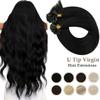 Nail U Tip Hair Extensions 100% Human Hair Keratin U Tip Virgin Hair Extensions Long Lasting For Women 4 14inches 25 Strands view 2