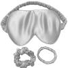 PahMaySILK Sleep Mask 100% Mulberry Silk 22 Momme Grade 6A Silk Sleep Eye Mask Blindfold with Elastic Strap Headband, Super Soft Light & Comfortable (Grey (Set)) view 1