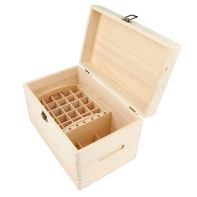 Backbayia Wooden Essential Oil Storage Box with Lock Premium Essential Oils Organizer Holder for Travel Hiking Trip