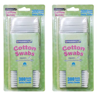 600Ct Cotton Swabs Double Round Tipped Applicator Qtips White Sticks Ears Makeup