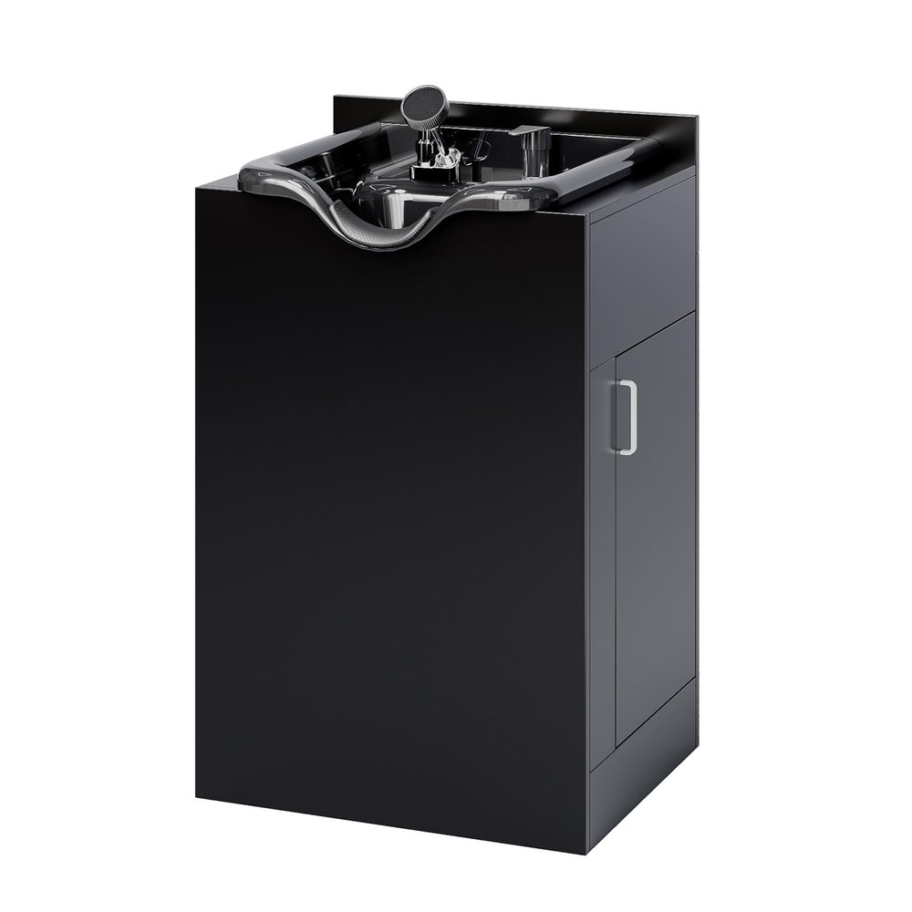 OmySalon Shampoo Bowl with Cabinet, Salon Wet Station with Sprayer Faucet Shampoo Cabinetry, Portable Hair Wash Sink for Beauty Spa Barber