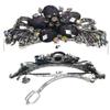 Set of 2 2 Styles Combo Large Thick Hair Barrettes Sparkly Crystal 0052-YY86010-3-2dktaupeBlue view 4
