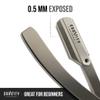 GRAVITY RAZORS Professional Straight Razor Kit  Minimal Exposure, Includes 10 Premium Blades, 0.5mm Exposed, Chrome view 3