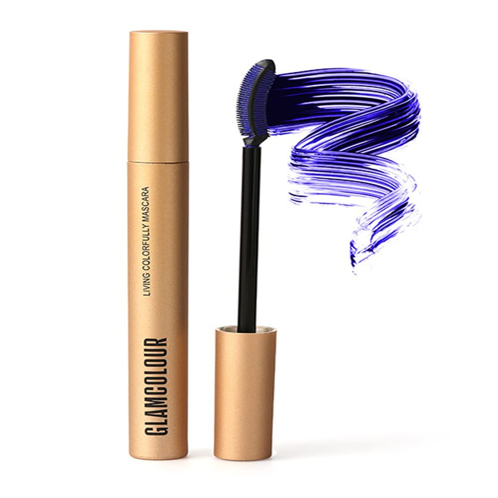 Fanlulu Magic Color Skinny Mascara, Colorful Thick Curling Natural Waterproof Long-Lasting Non-Smudge 4D Silk Fiber Eyelash Mascara (Curly-Blue)