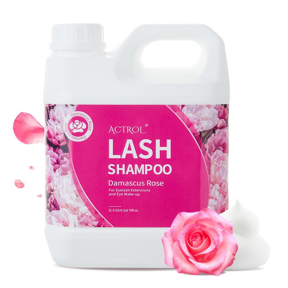 ACTROL Eyelash Extension Cleanser Rose 2L Natural Lash Extension Shampoo Professional Eyelid Foaming Cleanser Paraben & Sulfate Free Non-lrritating with Salon and Home Care