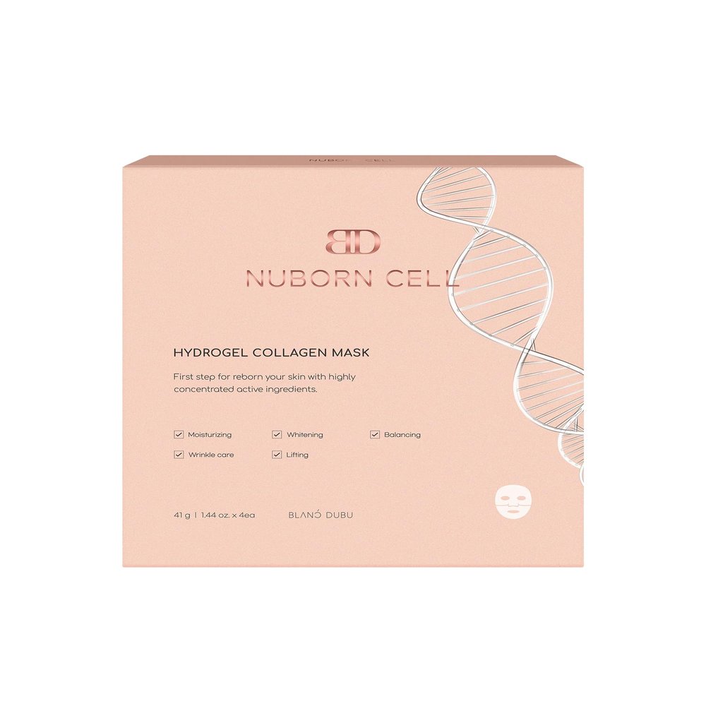 BLANC DUBU Nuborn Cell Hydrogel Collagen Mask | Hydrating Face Masks with Peptides & Hyaluronic Acid | Collagen Face Mask Overnight for Glass Skin | Face Masks Korean (4-Pack)