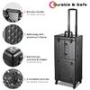 BYOOTIQUE Rolling Makeup Case Trolley with Mirror Cosmetic Organizer Stroage Hair Stylist Barber Extendable Tray Hairdressing Beauty Salon Lockable view 2