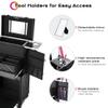 BYOOTIQUE Rolling Makeup Case Trolley with Mirror Cosmetic Organizer Stroage Hair Stylist Barber Extendable Tray Hairdressing Beauty Salon Lockable view 3