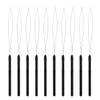 10 Pcs Hair Extension Loop Needle Threader Pulling Hook Tool and Bead Device Tool for Hair Extensions (Black) view 1