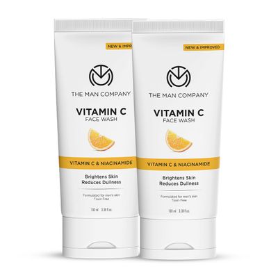 The Man Company Skin Brightening Vitamin C Face Wash with Turmeric and Moringa Paraben & SLS Free (100 ml (Pack of 2))