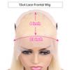 613 Deep Wave Lace Front Human Hair Wigs13X4 Free Part Pre Plucked Bleached Knots with Baby Hair Glueless Blonde Curly Wigs Swiss Lace 13x6 Inch Deep Parting for Women613 Deep Wave Lace Front Human Hair Wigs13X4 Free Part Pre Plucked Bleached Knots w view 4