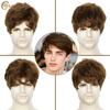Creamily Mens Short Brown Wig Mens Wigs Short Hair Replacement Wig Realistic Men's Synthetic Halloween Costumes Cosplay Wigs view 4